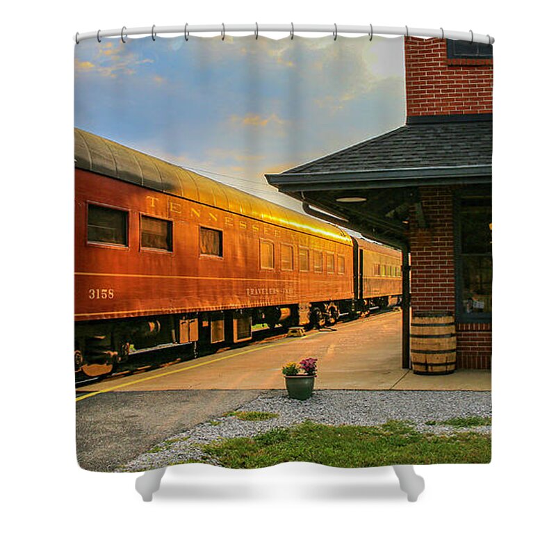 Tenn_valley_rr Shower Curtain featuring the photograph Grand Junction Depot by Dale R Carlson