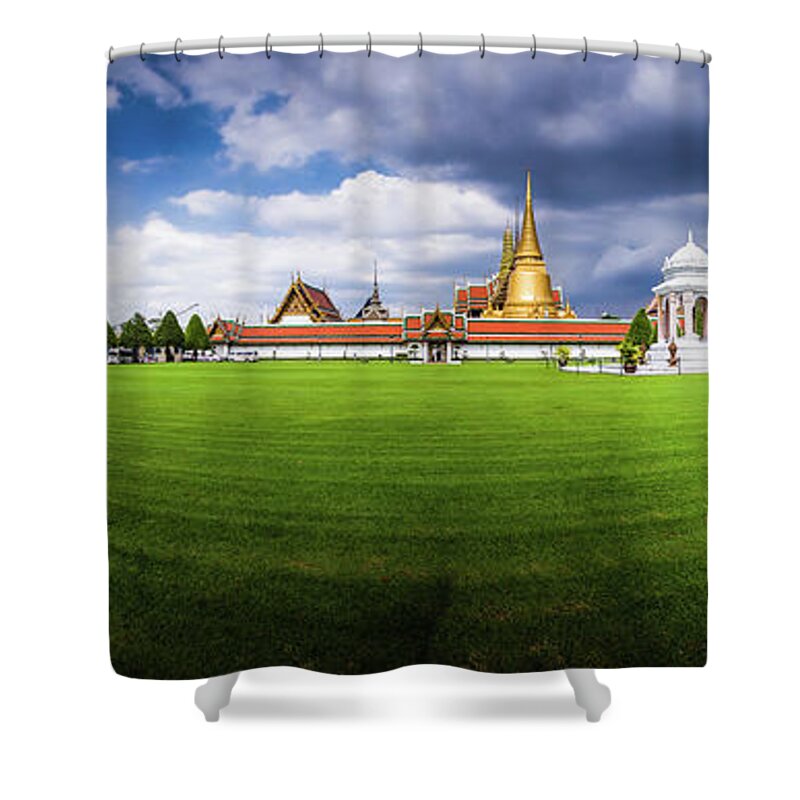 Grass Shower Curtain featuring the photograph Grand Palace Of Bangkoks Lawn by Natapong Supalertsophon
