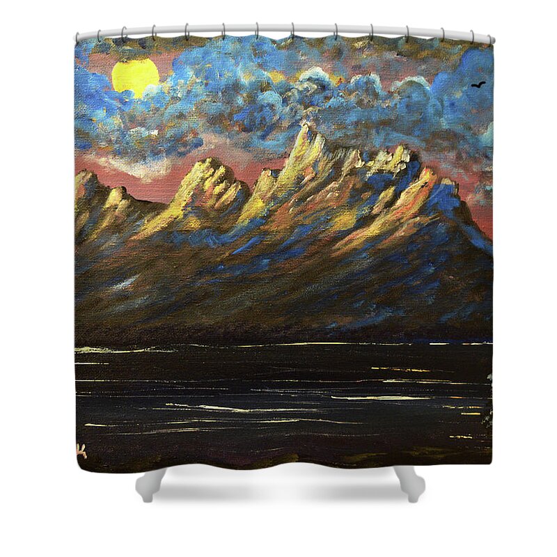 Sunrise Shower Curtain featuring the painting Grand Teton Dawn by Chance Kafka