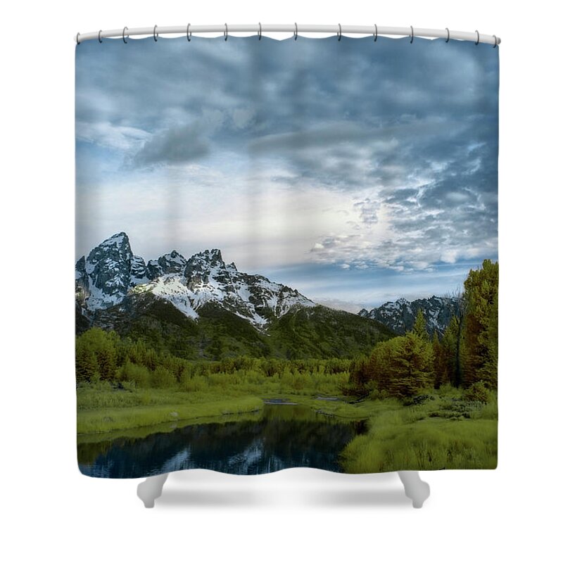 Tetons Shower Curtain featuring the photograph Grand Tetons Mountain by Jon Glaser