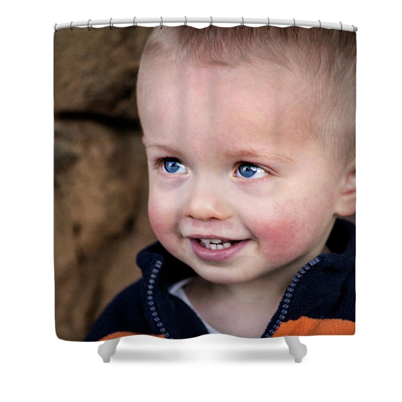 Family Shower Curtain featuring the photograph Grandson at Two by Don Johnson