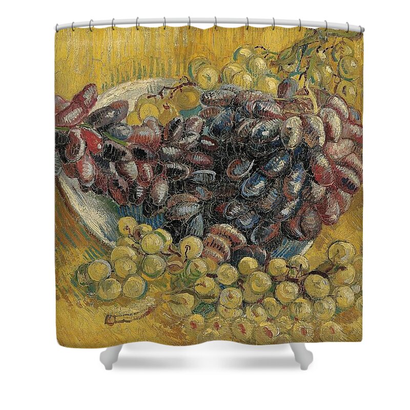 Oil On Canvas Shower Curtain featuring the painting Grapes. by Vincent van Gogh -1853-1890-