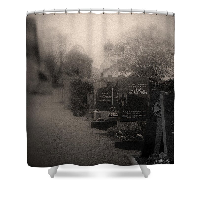 Cemetery Shower Curtain featuring the photograph Friedhof Hohenpeissenberg cemetery by Alessandra RC
