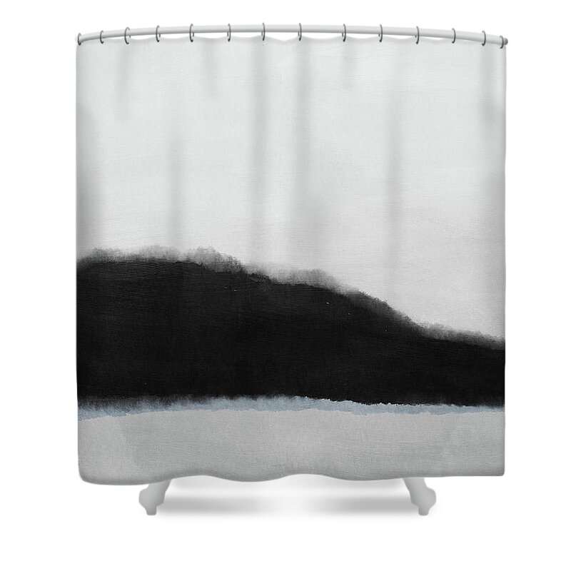 Abstract Shower Curtain featuring the mixed media Grayscale 5- Abstract Art by Linda Woods by Linda Woods