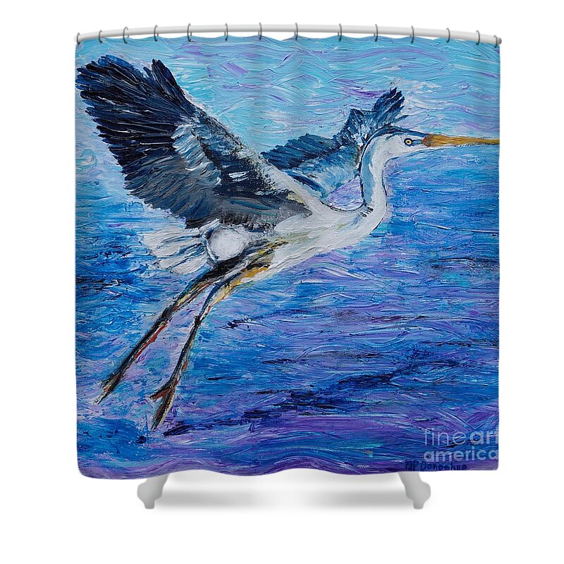 Great Blue Heron Shower Curtain featuring the painting Great Blue Heron Impressions by Patty Donoghue