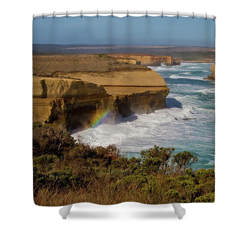 Tranquility Shower Curtain featuring the photograph Great Ocean Road Rainbow by Peta Jade