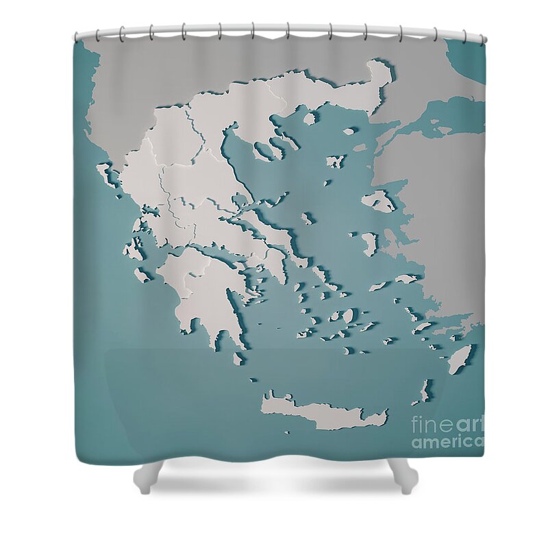 Greece Shower Curtain featuring the digital art Greece Country Map Administrative Divisions 3D Render by Frank Ramspott