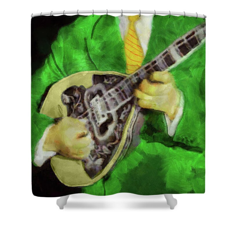 Rossidis Shower Curtain featuring the painting Greek bouzouki by George Rossidis