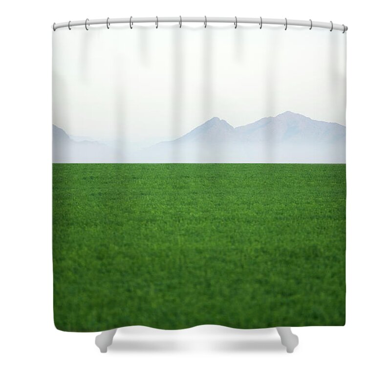 Scenics Shower Curtain featuring the photograph Green Open Field by George Diebold
