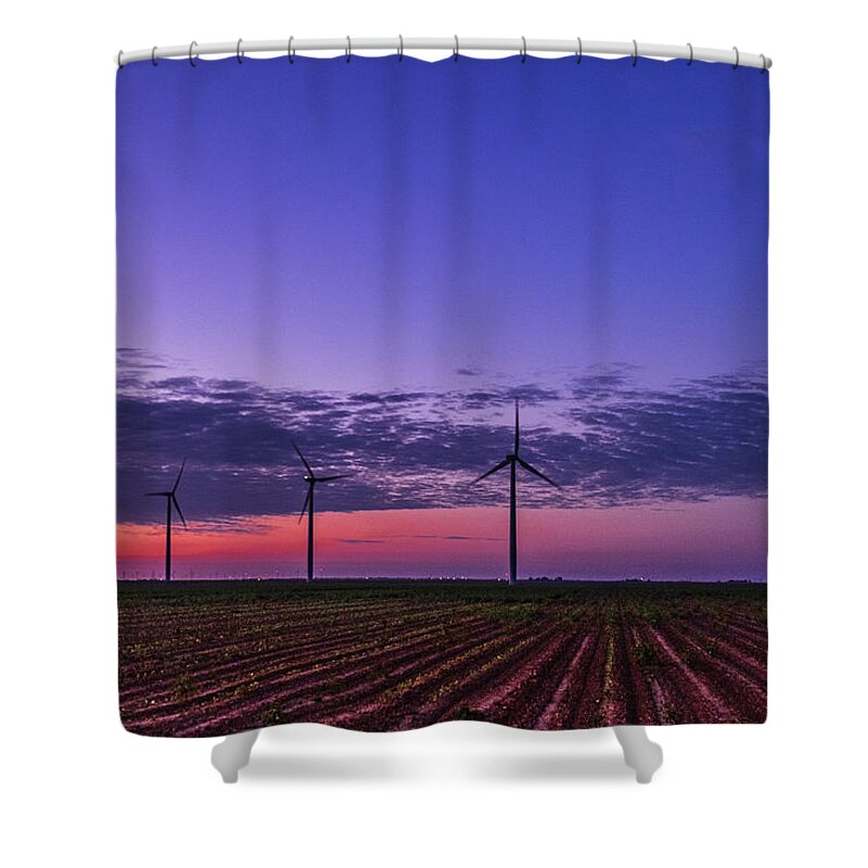 Sunrise Shower Curtain featuring the photograph Green Power Sunrise by Johnny Boyd