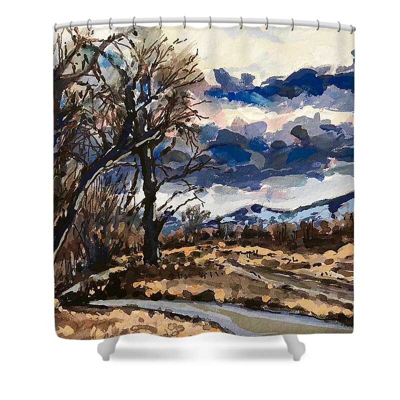  Boise Shower Curtain featuring the painting Greenbelt Study #4 by Les Herman