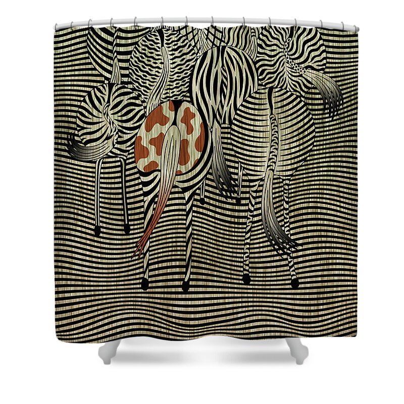 Enlightened Animals Shower Curtain featuring the digital art Greener Pastures by Becky Titus