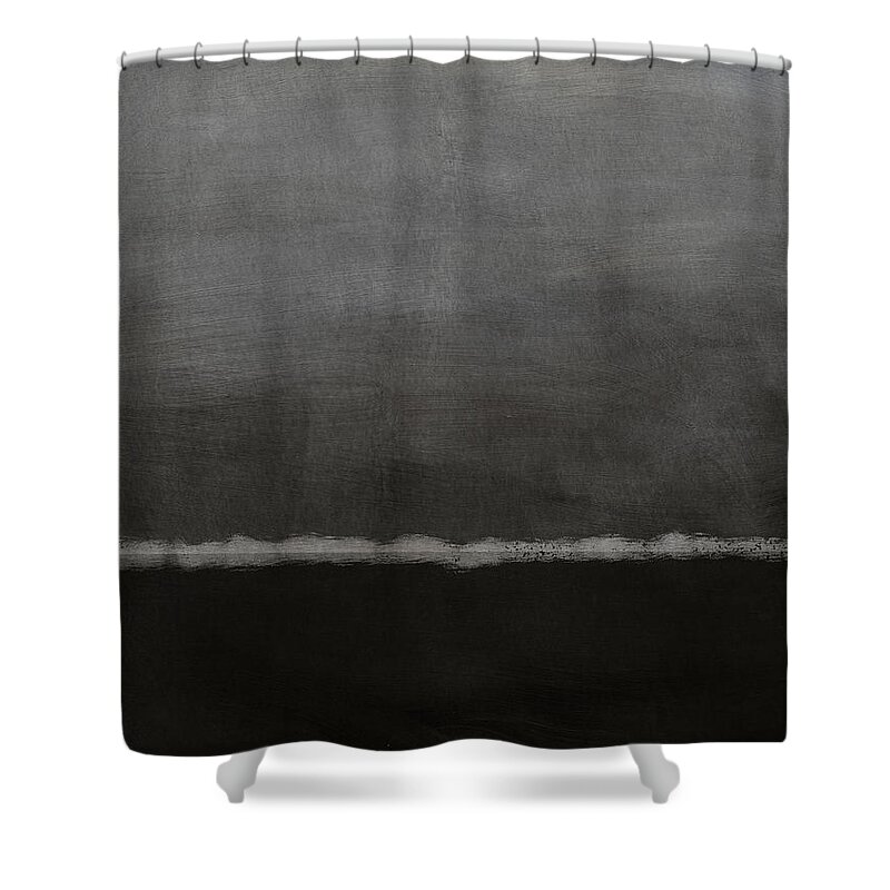 Abstract Shower Curtain featuring the painting Grey Skies- Abstract Art by Linda Woods by Linda Woods