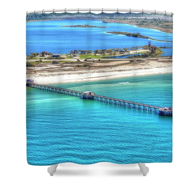 Gulf State Park Pier Shower Curtain featuring the photograph Gulf State Park Pier 7464P3 by Gulf Coast Aerials -