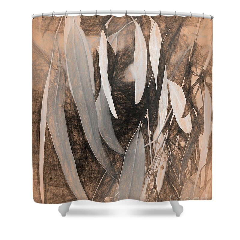 Da Vinci Shower Curtain featuring the digital art Gum leaves by Fran Woods
