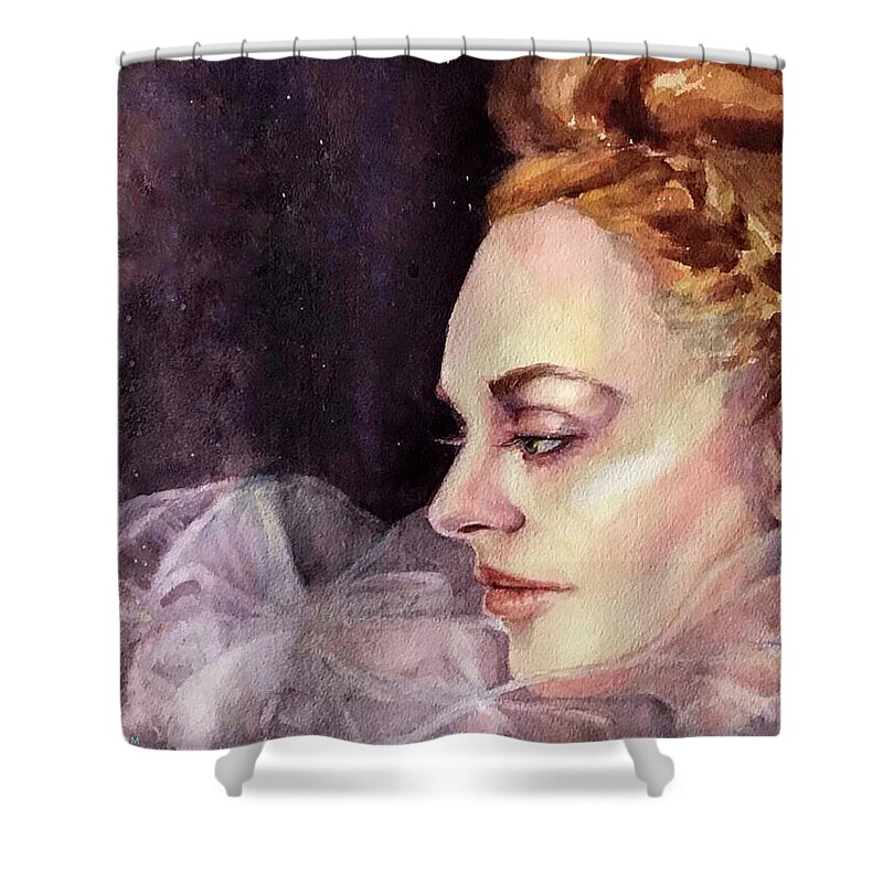 Princess Shower Curtain featuring the painting Gwehwyfar by Judith Levins