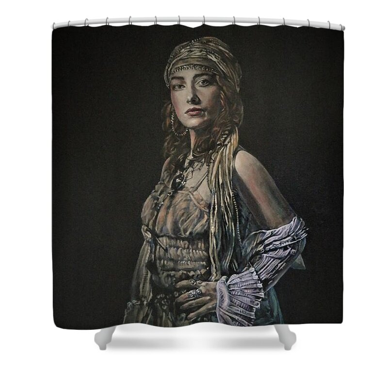 Gypsy Shower Curtain featuring the painting Gypsy Woman by John Neeve
