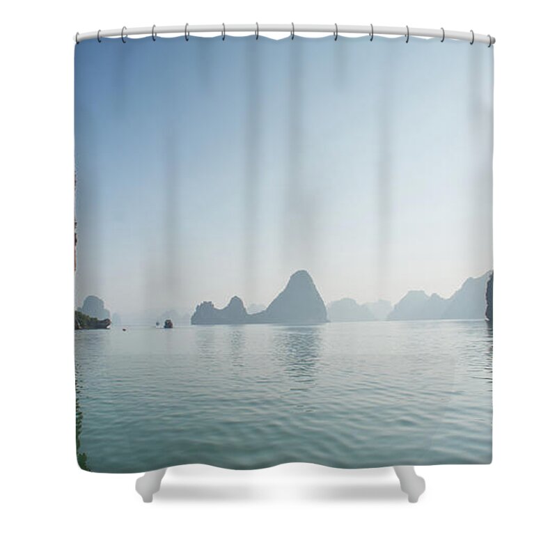 Scenics Shower Curtain featuring the photograph Ha Long Bay by By Thomas Gasienica