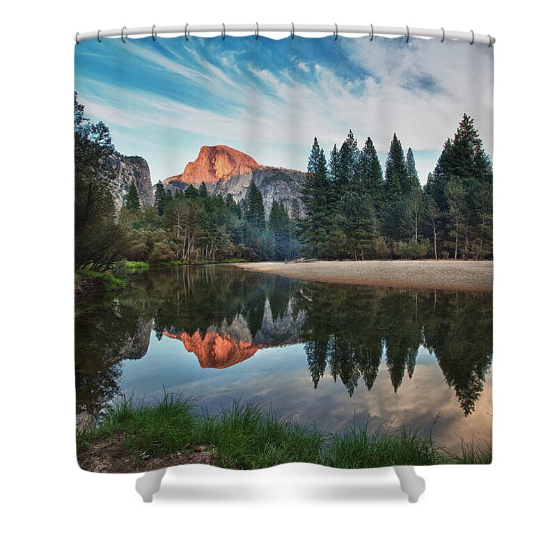 Scenics Shower Curtain featuring the photograph Half Dome And Merced by Mimi Ditchie Photography