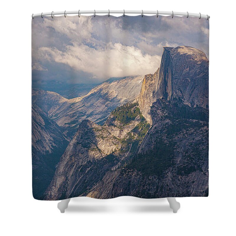Half Dome Shower Curtain featuring the photograph Half Dome From Glacier Point Wide by Al Hann