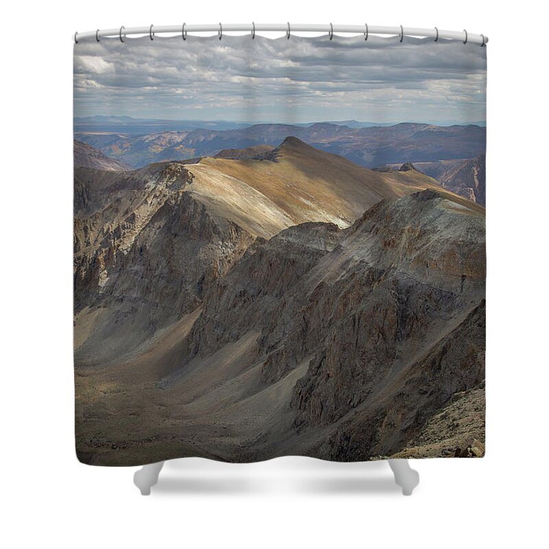 Handies Peak Shower Curtain featuring the photograph Handies Summit East View by Jen Manganello