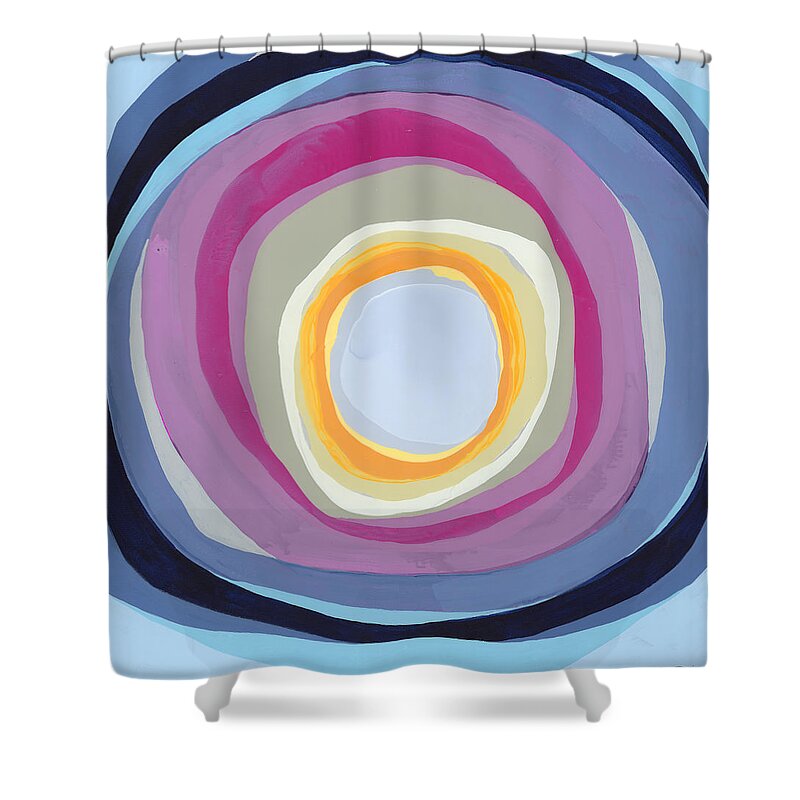 Abstract Shower Curtain featuring the painting Hang Cool by Claire Desjardins