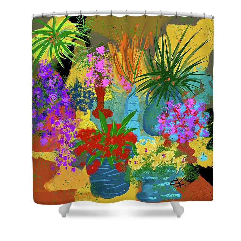 Flower Shower Curtain featuring the digital art Happy Bouquet by Sherry Killam
