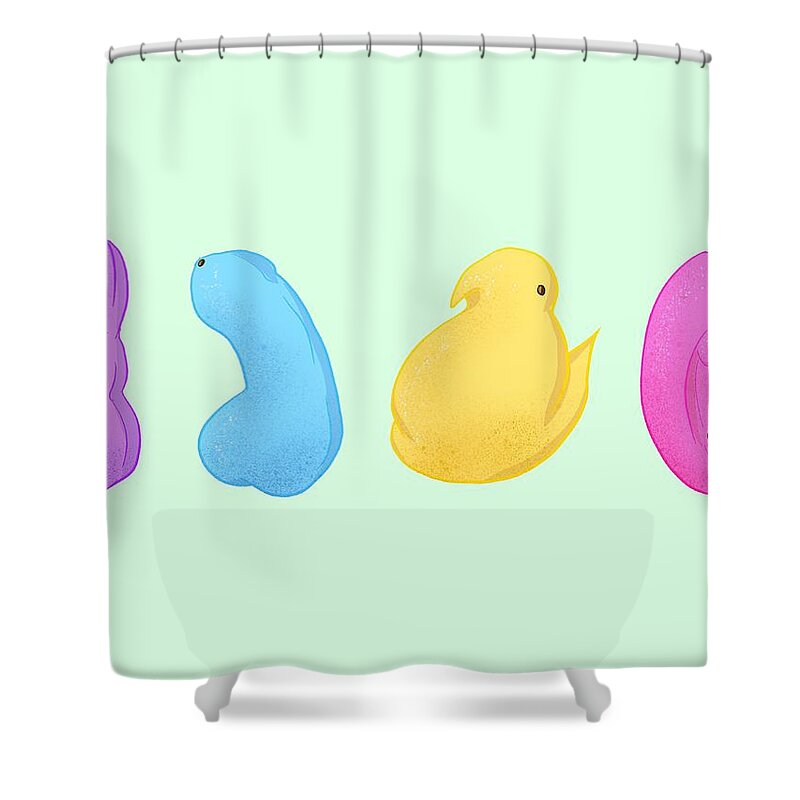 Bunny Shower Curtain featuring the drawing Happy Easter by Ludwig Van Bacon
