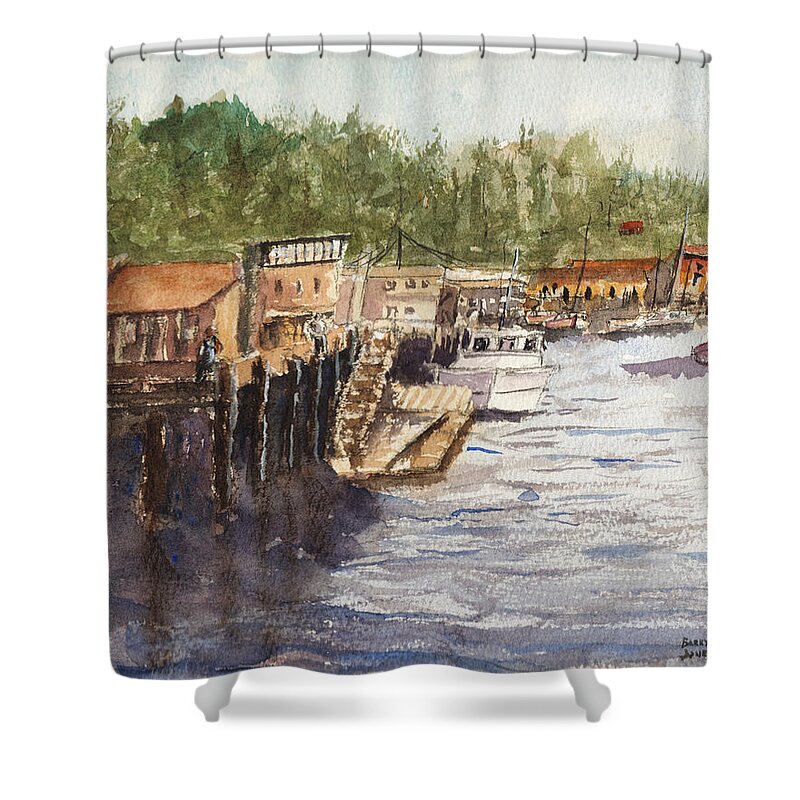 Harbor Town Shower Curtain featuring the painting Harbor Town by Barry Jones