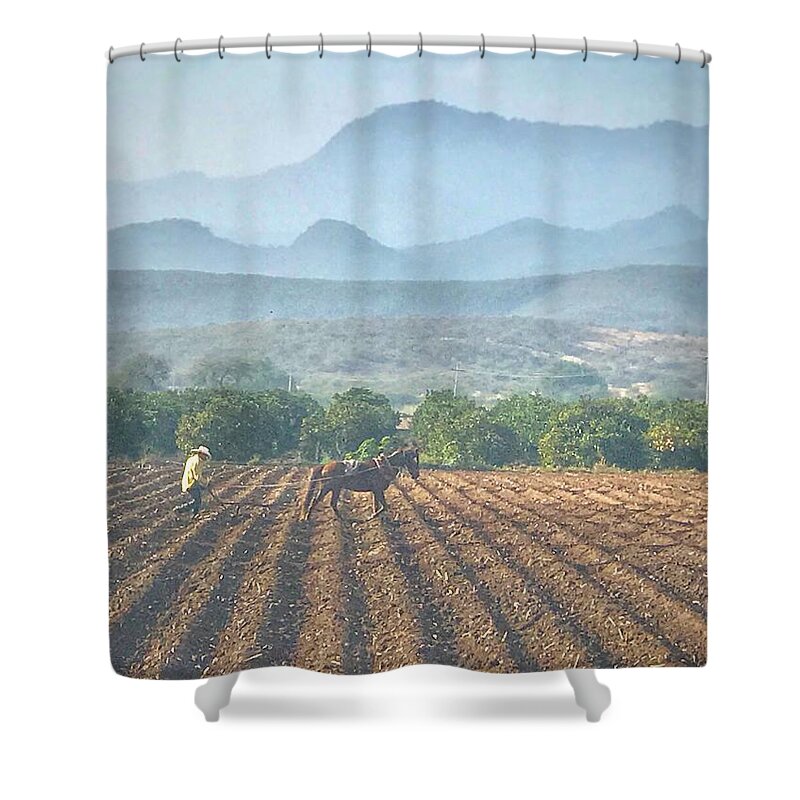 Farming.hand Plow Shower Curtain featuring the photograph Hard Way by Al Swasey