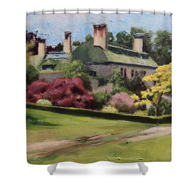 Harkness Shower Curtain featuring the painting Harkness Memorial Park Waterford Ct by Patty Kay Hall