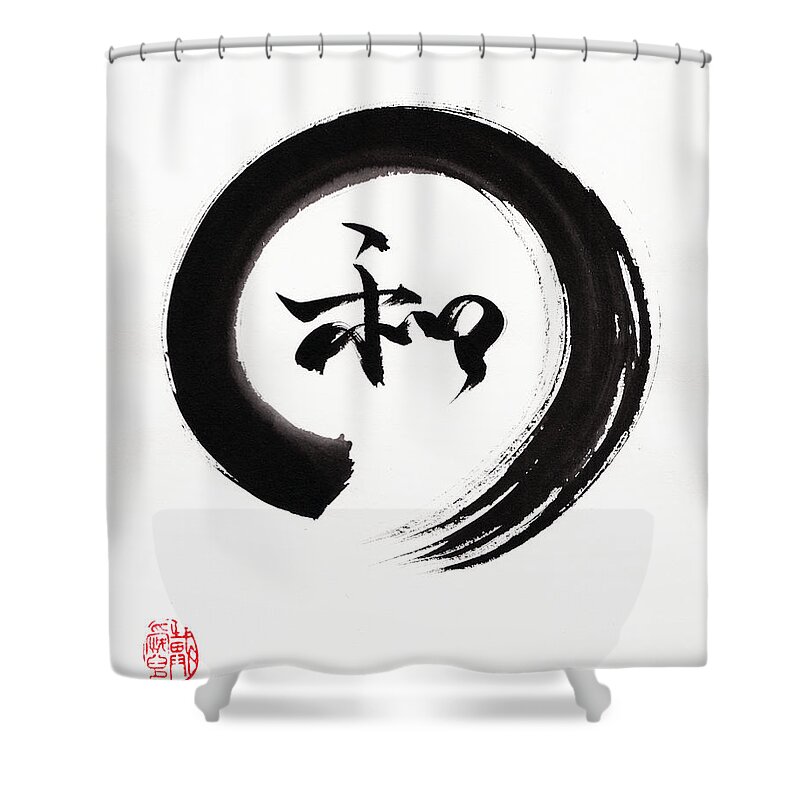 Zen Circle Shower Curtain featuring the painting Harmony by Oiyee At Oystudio
