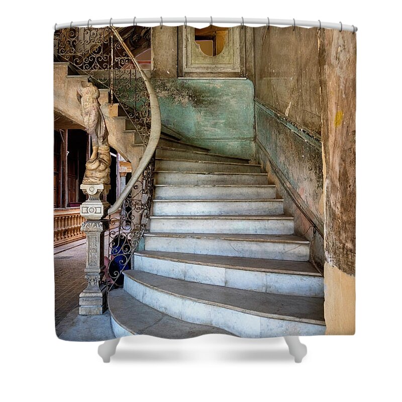 Havana Cuba Shower Curtain featuring the photograph Havana Stairs by Tom Singleton