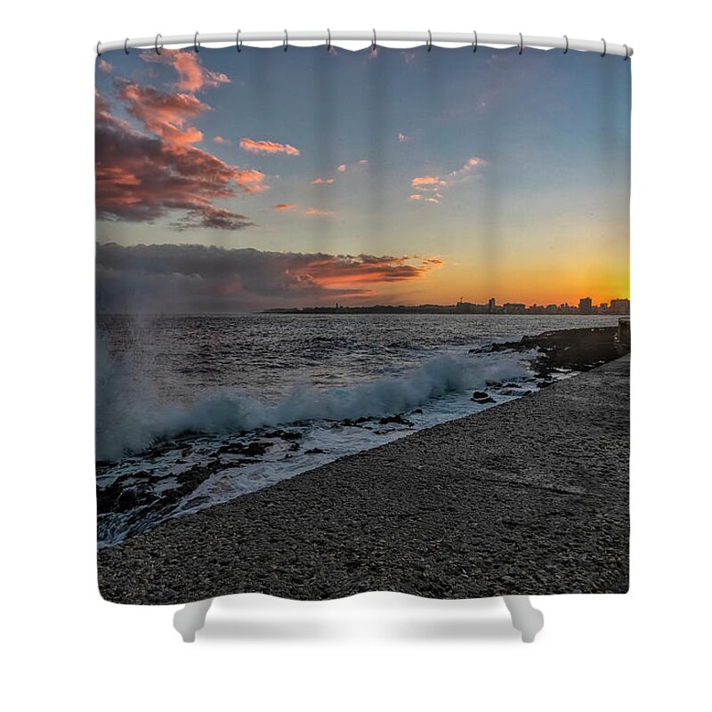 Havana Cuba Shower Curtain featuring the photograph Havana Sunrise by Tom Singleton