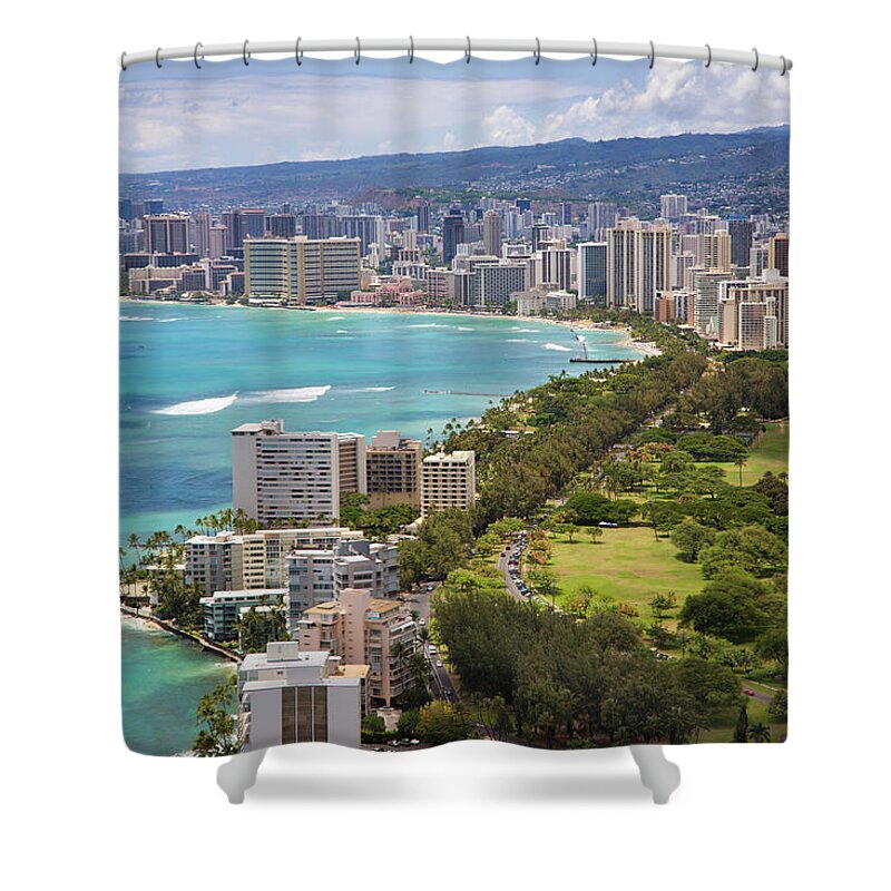 Honolulu Shower Curtain featuring the photograph Hawaiian Skyline by Philipdyer