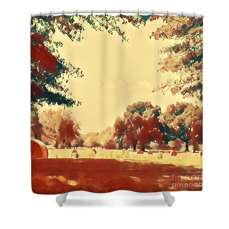 Wall Art Shower Curtain featuring the photograph Hay Bales by Karen Francis