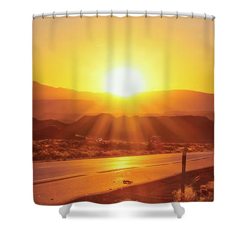 Hazy Utah Sunset Shower Curtain featuring the photograph Hazy Utah Sunset 3 to 1 Ratio by Aloha Art