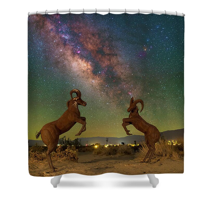 Astronomy Shower Curtain featuring the photograph Head to Head with the Galaxy by Ralf Rohner