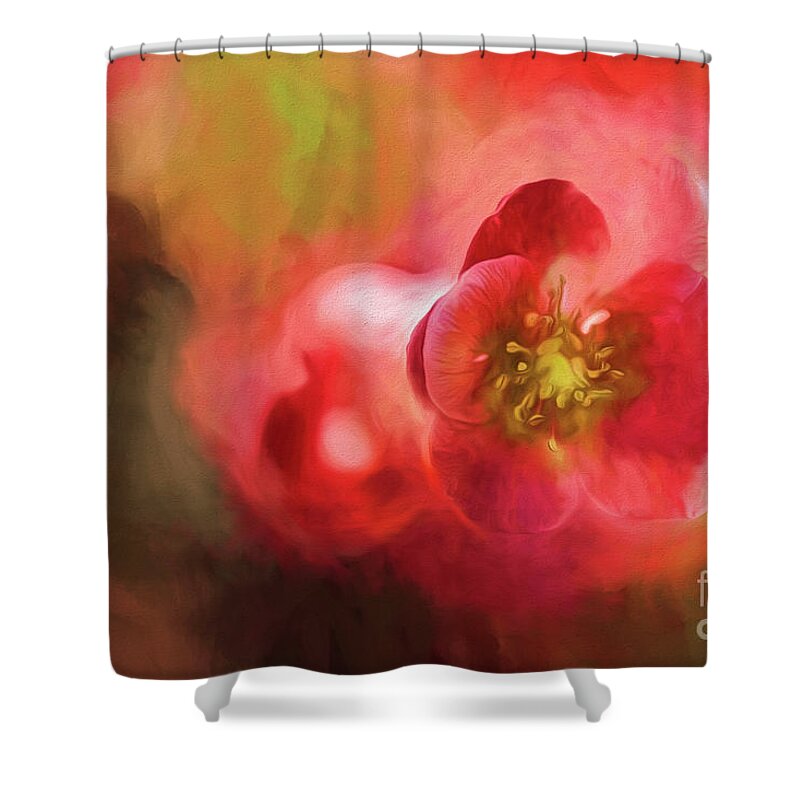 Flowering Quince Shower Curtain featuring the photograph Heart Centered Love by Mary Lou Chmura