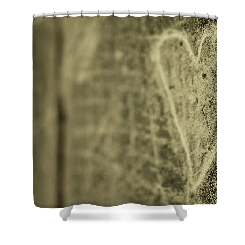 Engraving Shower Curtain featuring the photograph Heart Engraved On A Wall by G.g.bruno
