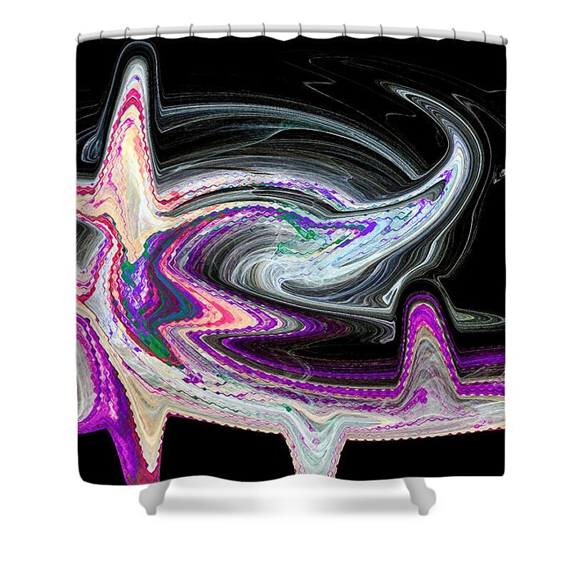 Heart Shower Curtain featuring the digital art Heart Monitor Waveform Abstract Purple by Don Northup