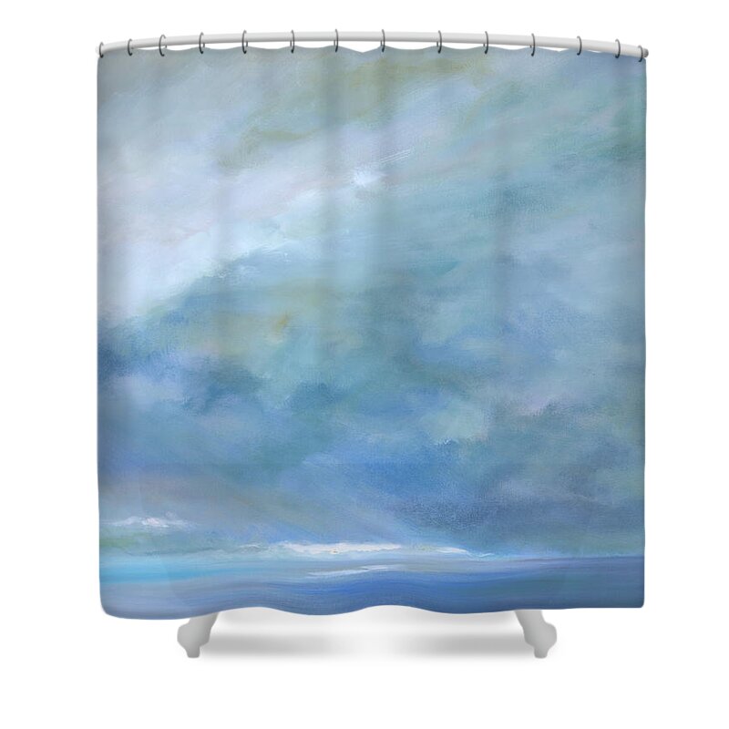 Landscapes Shower Curtain featuring the painting Heavenly Light Triptych IIi by Sheila Finch