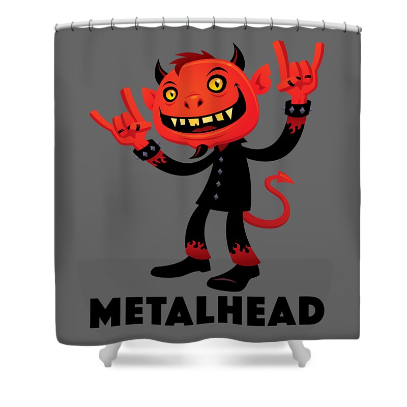 Band Shower Curtain featuring the digital art Heavy Metal Devil Metalhead by John Schwegel