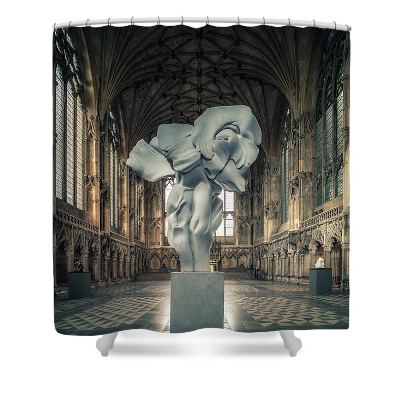  Shower Curtain featuring the photograph Helaine Blumenfeld exhibition 2 by James Billings