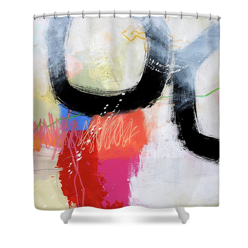 Abstract Art Shower Curtain featuring the painting Hell or High Water #1 by Jane Davies