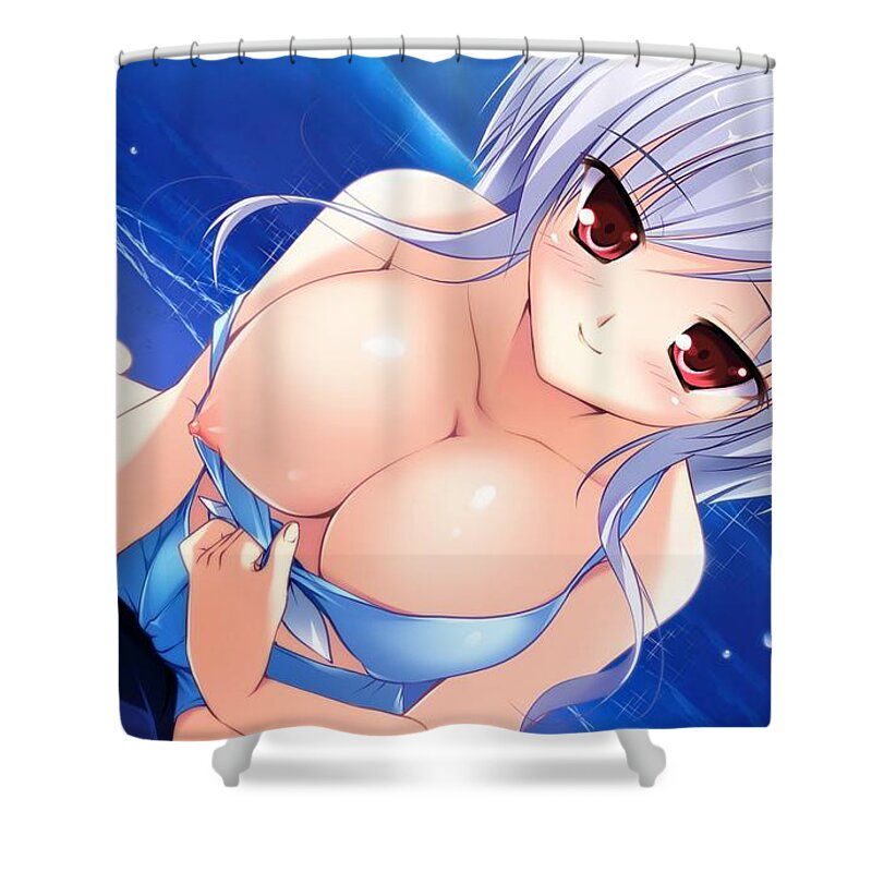 High Resolution Shower Curtain featuring the drawing Hentai Girl Bikini Nip Slip Ultra HD by Hi Res