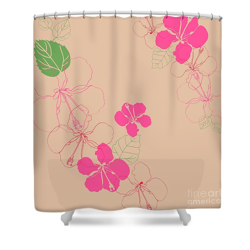 Hibiscus Shower Curtain featuring the mixed media Hibiscus by Anna Platts