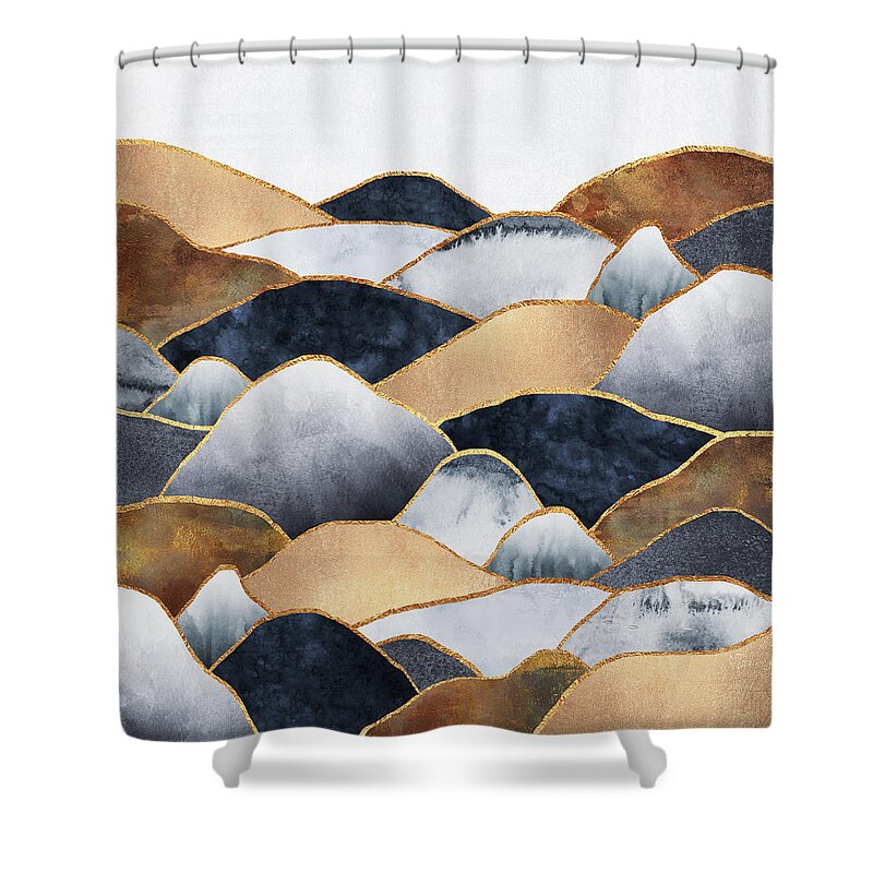 Graphic Shower Curtain featuring the digital art Hills by Elisabeth Fredriksson