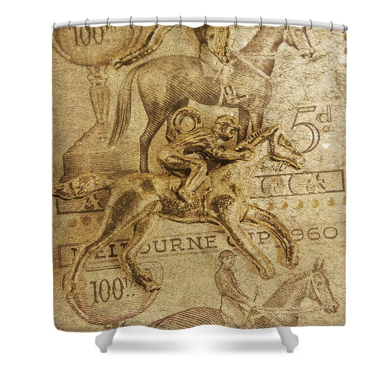 Vintage Shower Curtain featuring the photograph Historic horse racing by Jorgo Photography