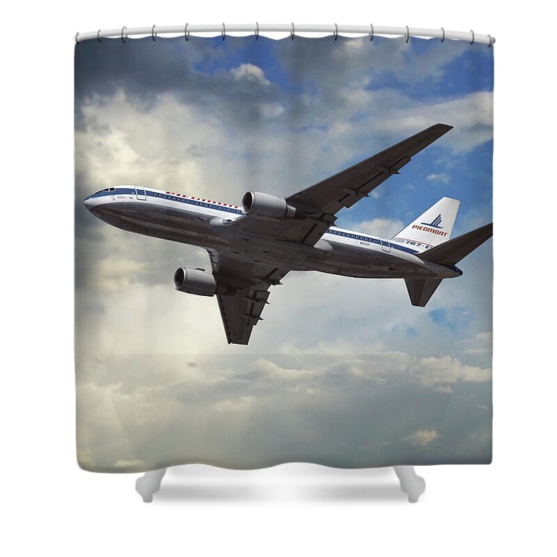 Piemont Airlines Shower Curtain featuring the photograph Historic Piedmont Airlines Boeing 767 by Erik Simonsen